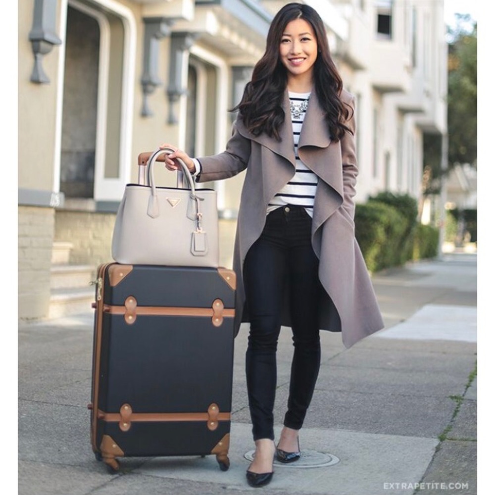 Boohoo Taupe Waterfall Drape Coat